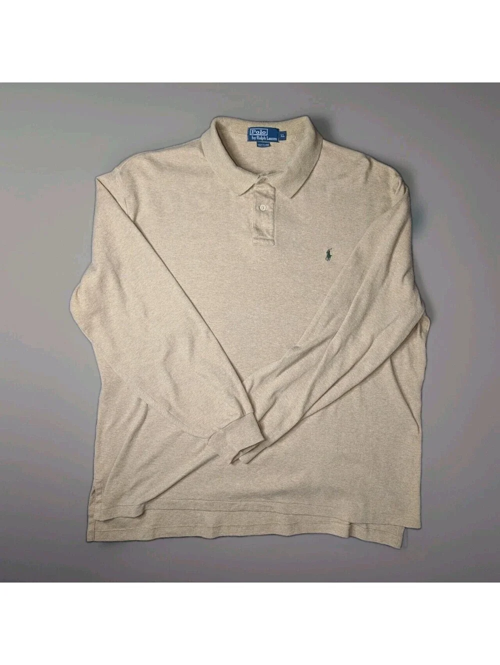 Polo Ralph Lauren Long Sleeve Cotton Polo Shirt XL Beige